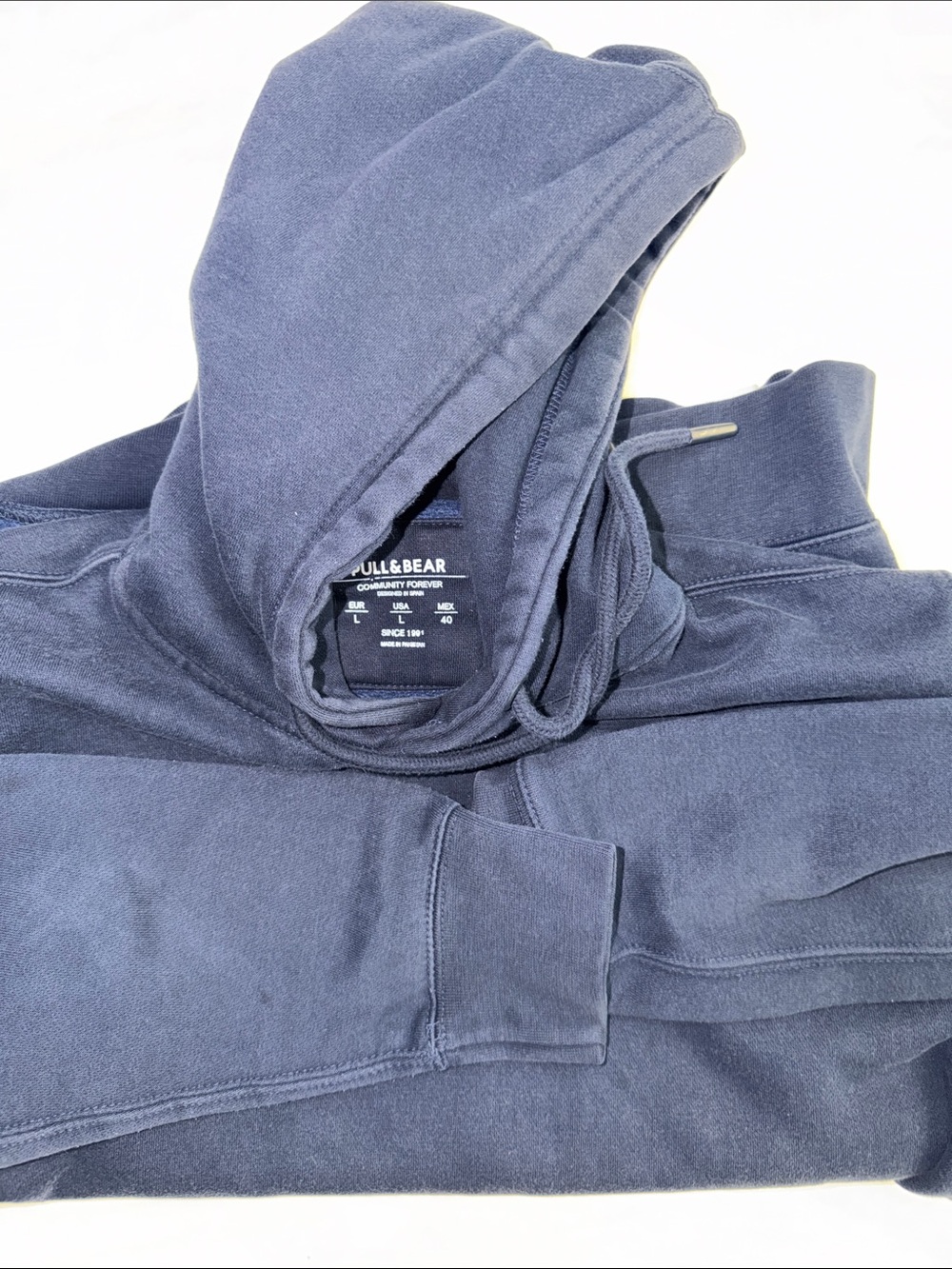 Pull&Bear Men's Slate Blue Hooded Sweatshirt
